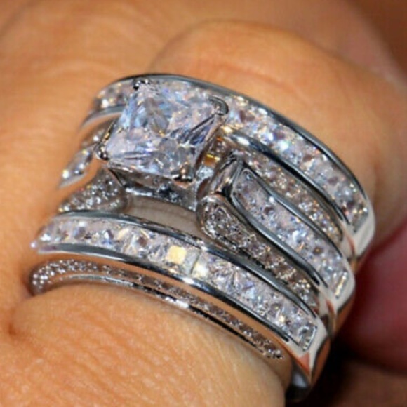 NWT LUXURY 925 STERLING SILVER THREE RINGS SET - Picture 8 of 10